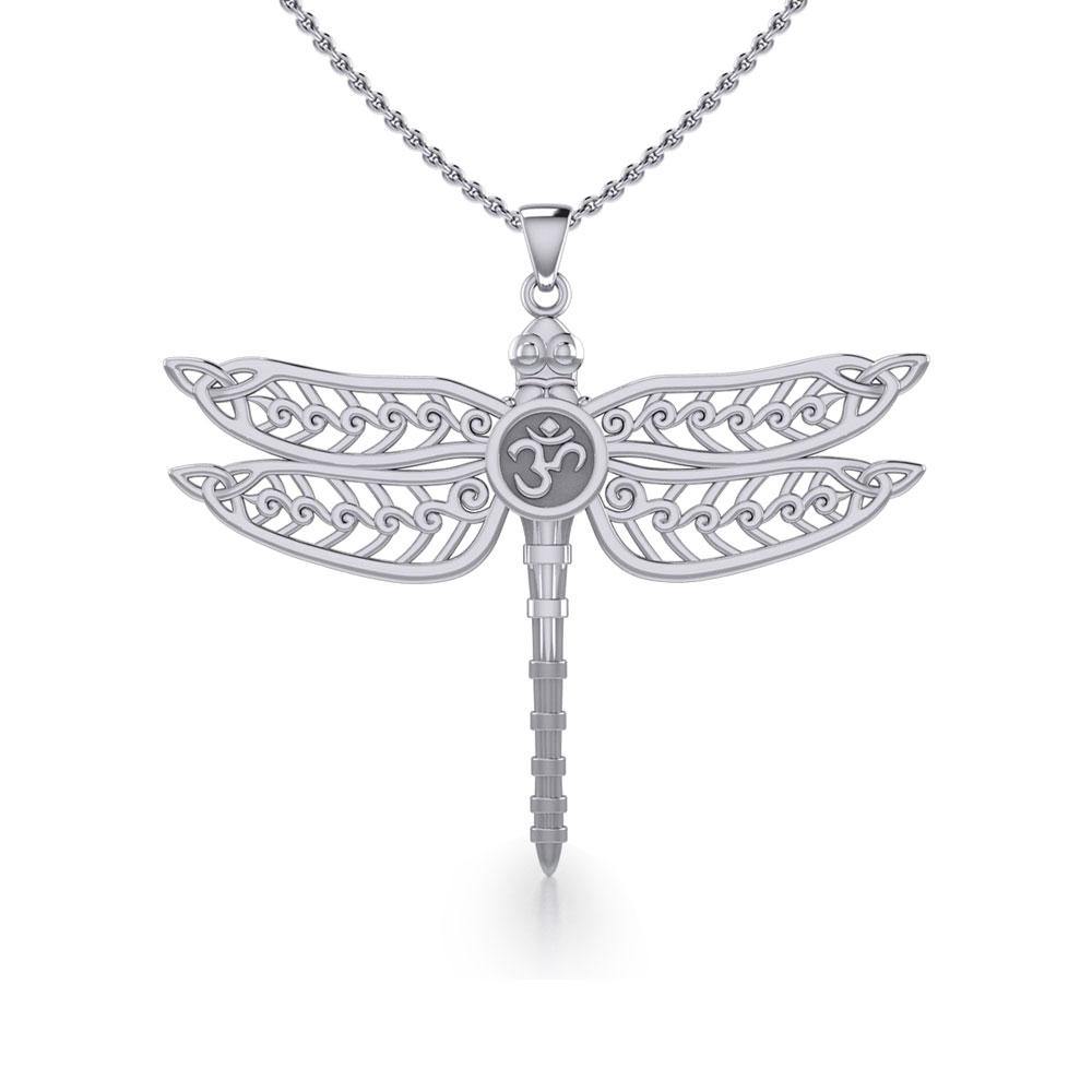 The Celtic Dragonfly with Om Symbol Sterling Silver Pendant TPD5384