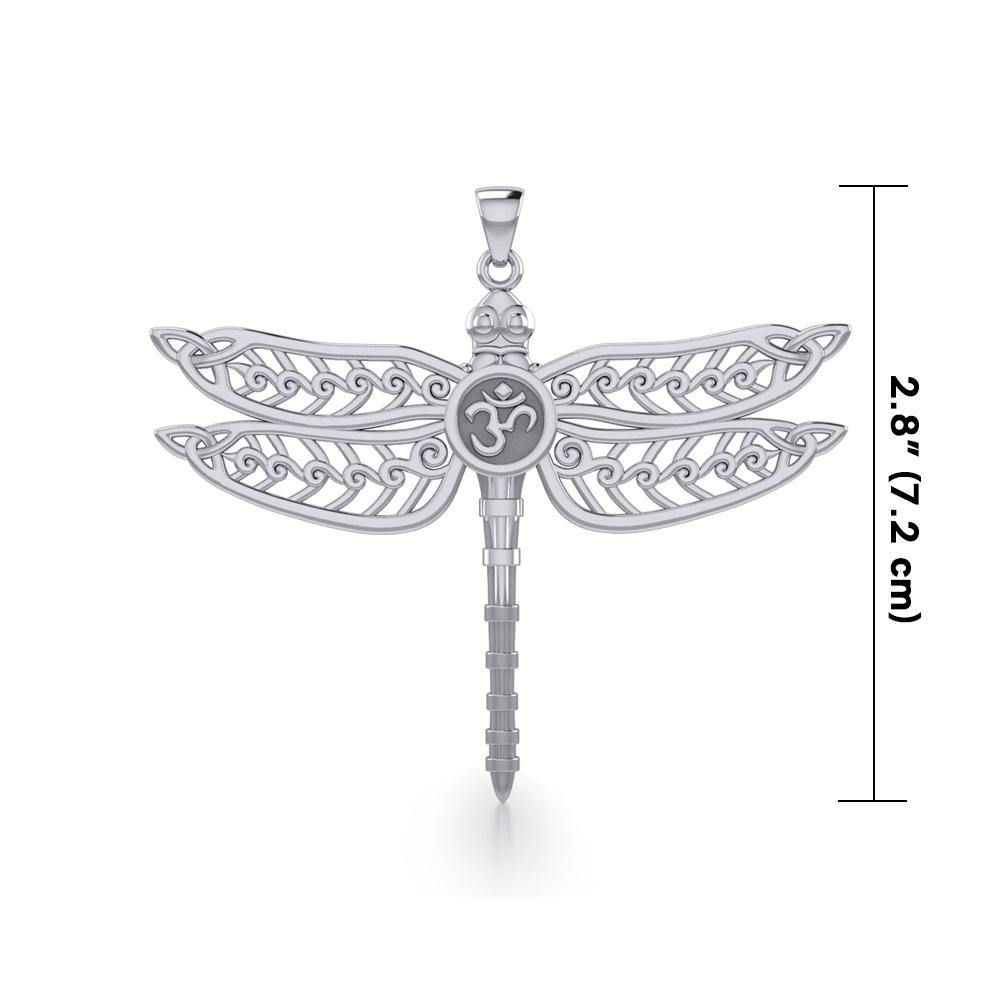 The Celtic Dragonfly with Om Symbol Sterling Silver Pendant TPD5384