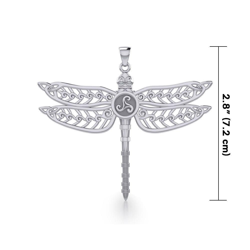 The Celtic Dragonfly with Triskele Sterling Silver Pendant TPD5385