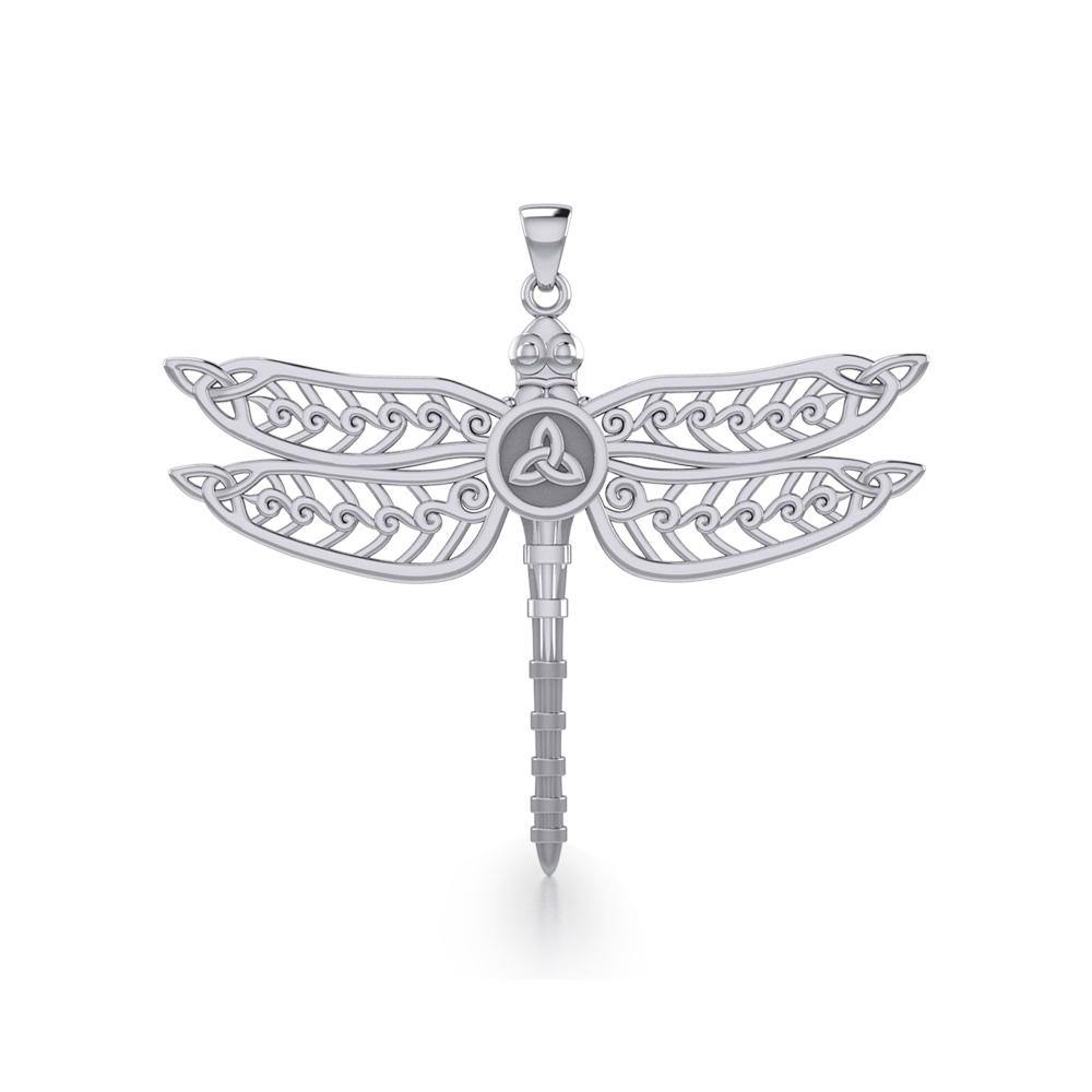 The Celtic Dragonfly with Trinity Knot Silver Pendant TPD5386