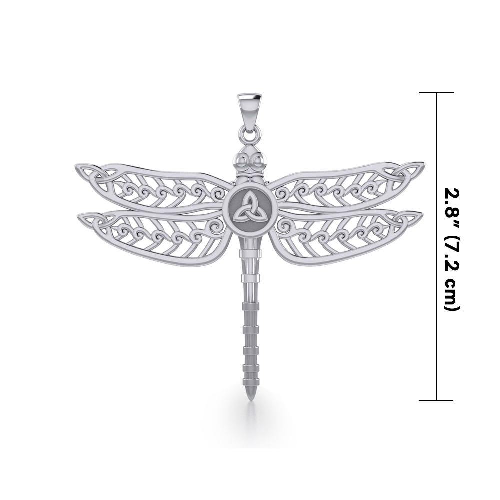 The Celtic Dragonfly with Trinity Knot Silver Pendant TPD5386