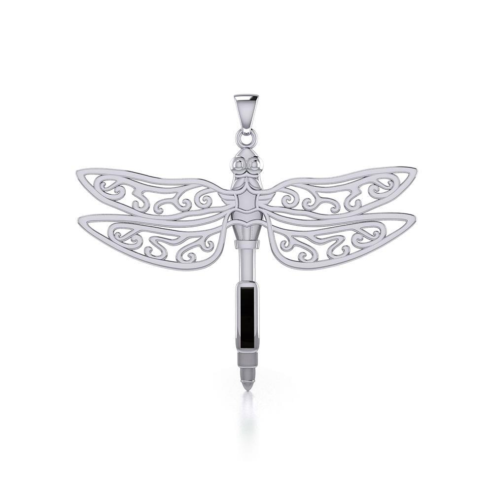 The Celtic Dragonfly with Inlay Stone Sterling Silver Pendant TPD5388