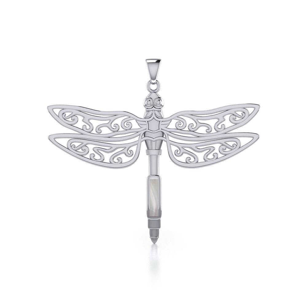 The Celtic Dragonfly with Inlay Stone Sterling Silver Pendant TPD5388