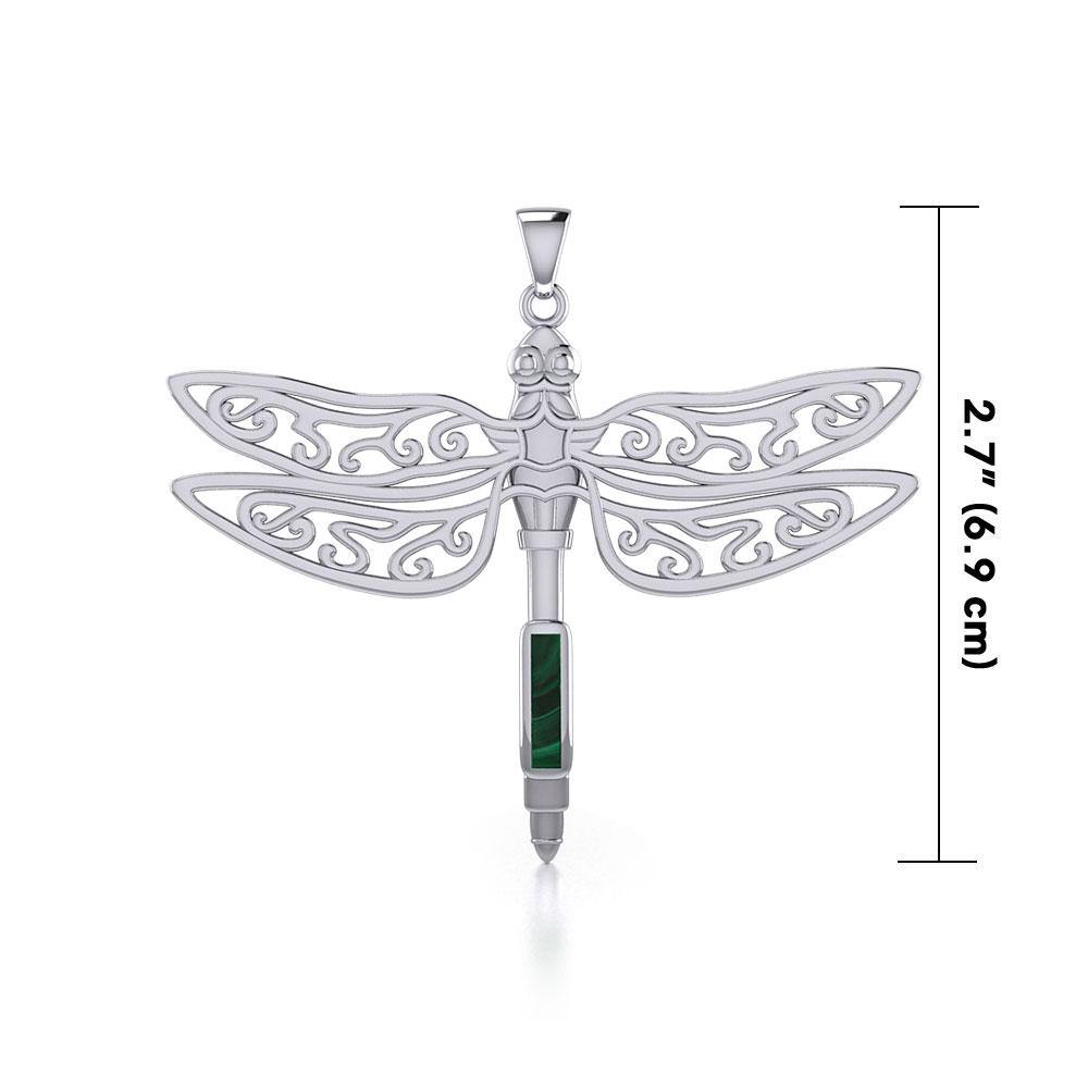 The Celtic Dragonfly with Inlay Stone Sterling Silver Pendant TPD5388