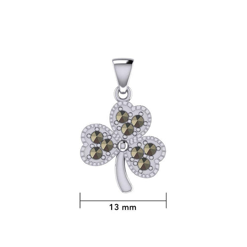 A young spring of luck and happiness Silver Celtic Shamrock Pendant with Marcasite TPD5459 | Pendant | Wiccan Center