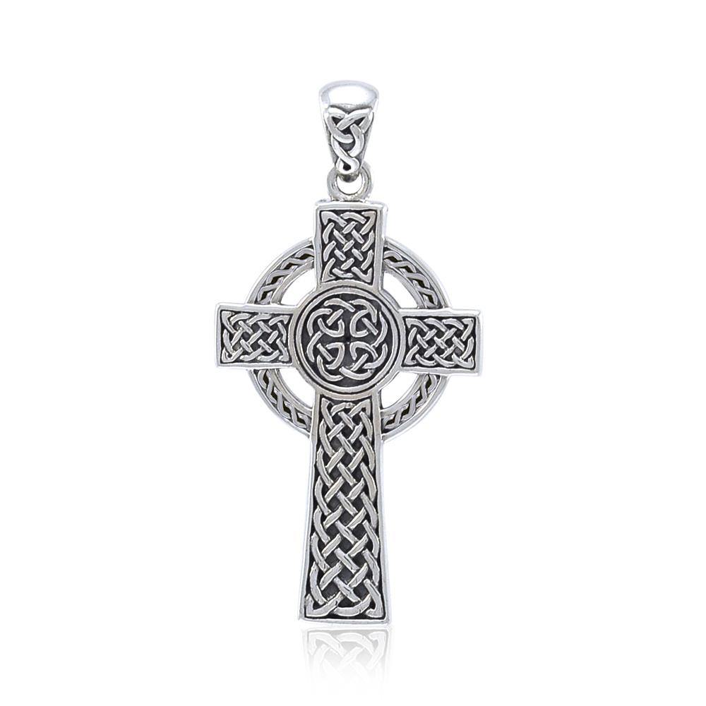 Celtic Cross double sided Sterling Silver Pendant TPD5608