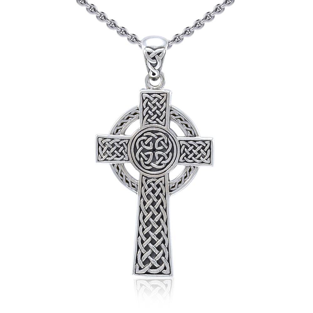 Celtic Cross double sided Sterling Silver Pendant TPD5608