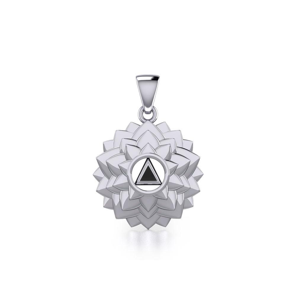 Crown Chakra with Recovery Stone Symbols Sterling Silver Pendant TPD5631