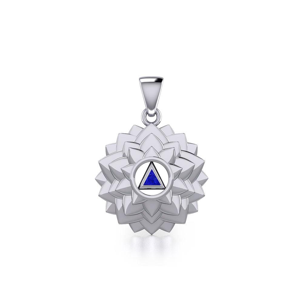 Crown Chakra with Recovery Stone Symbols Sterling Silver Pendant TPD5631