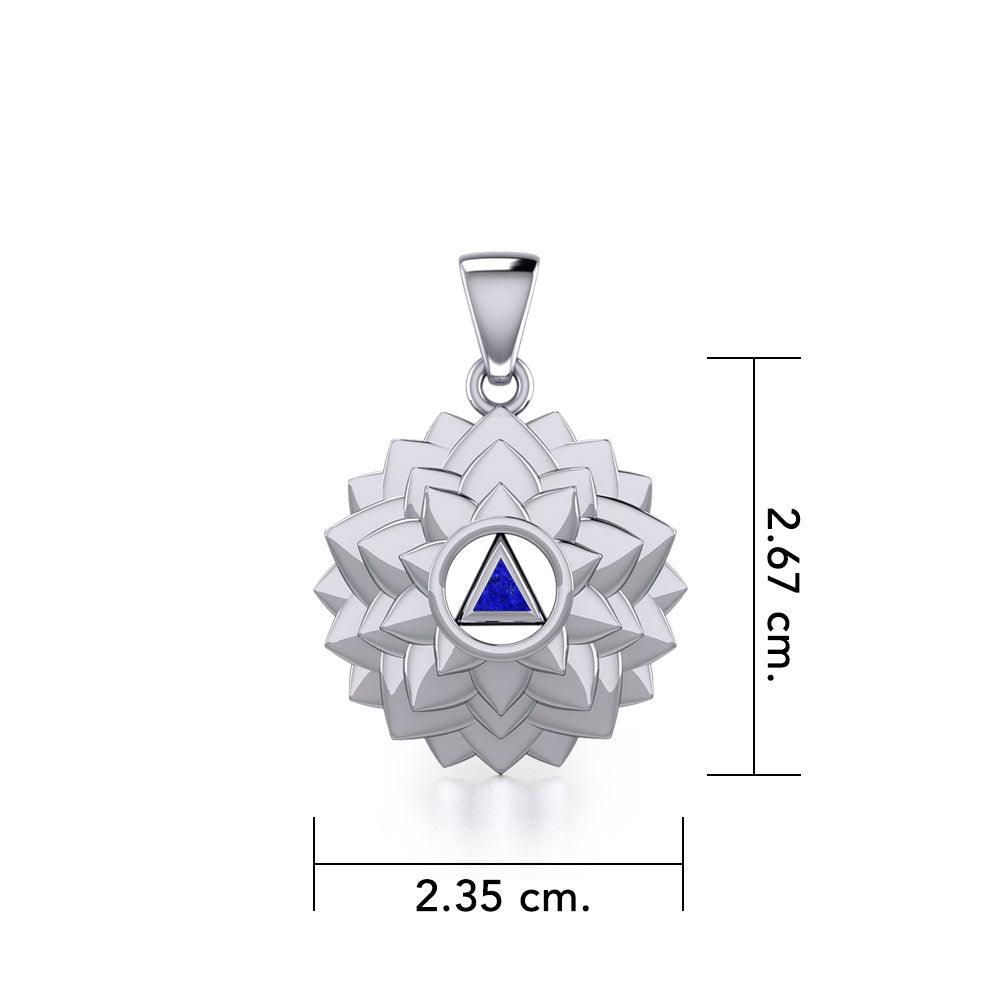 Crown Chakra with Recovery Stone Symbols Sterling Silver Pendant TPD5631