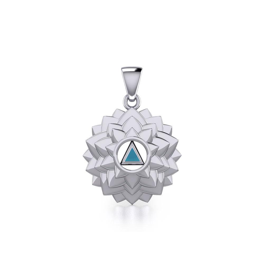Crown Chakra with Recovery Stone Symbols Sterling Silver Pendant TPD5631