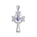 Sterling Silver Celtic Cross Pendant with Marquise Gemstone TPD5639
