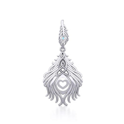 Celtic Peacock Tail Silver Pendant with Gemstone TPD5640 | Pendant | Wiccan Center