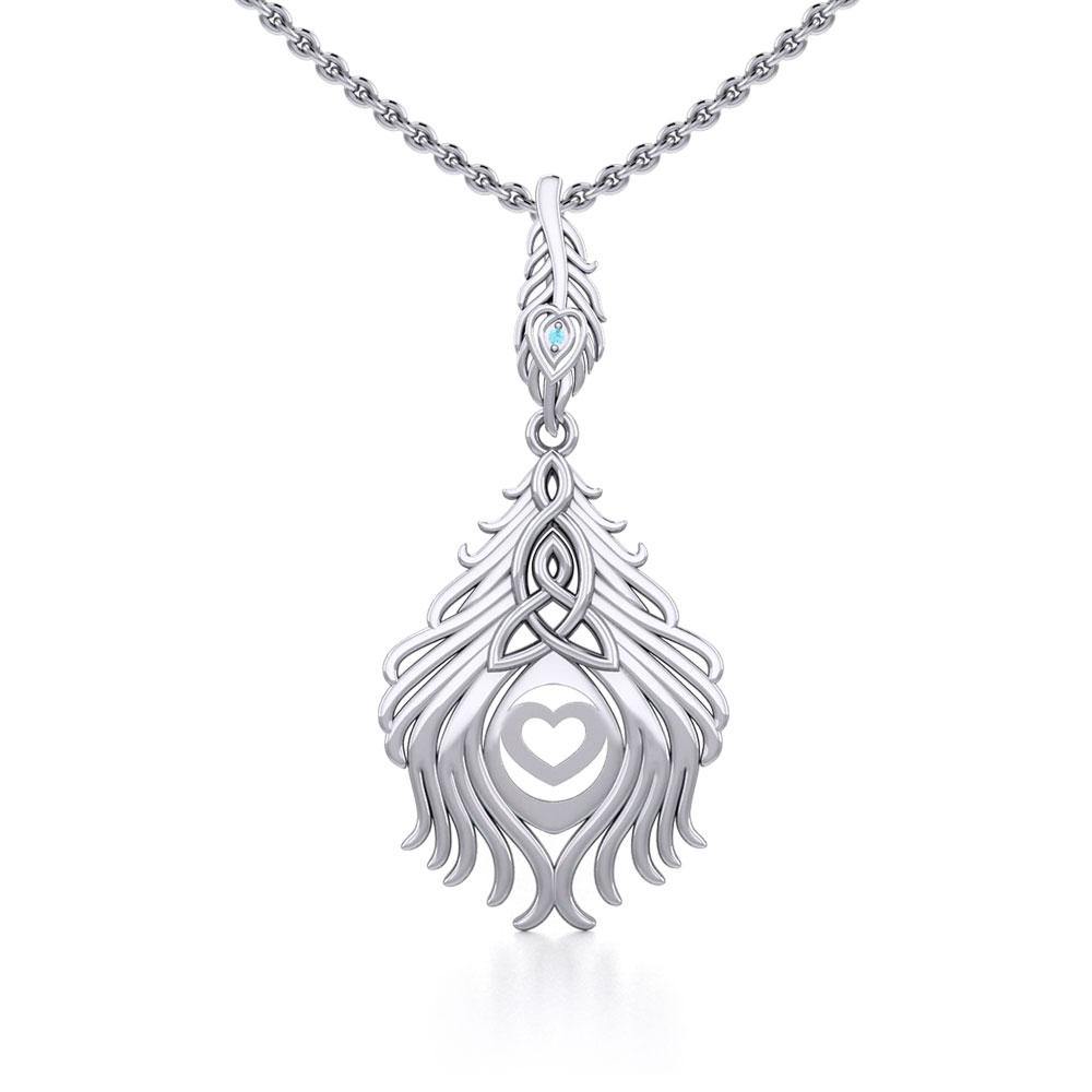 Celtic Peacock Tail Silver Pendant with Gemstone TPD5640