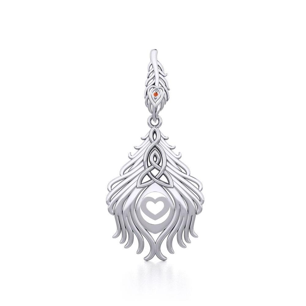 Celtic Peacock Tail Silver Pendant with Gemstone TPD5640