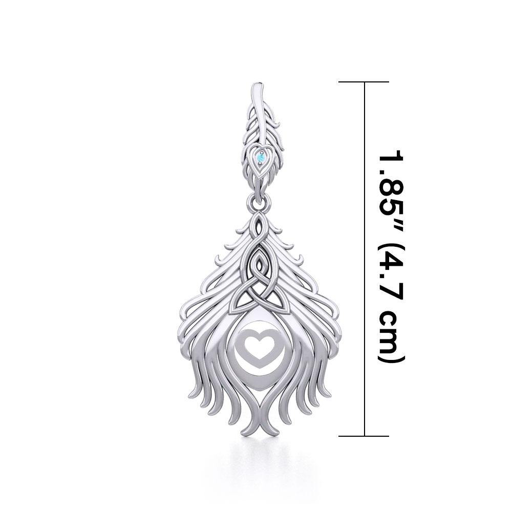 Celtic Peacock Tail Silver Pendant with Gemstone TPD5640