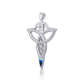 Celtic Trinity Knot Goddess Silver Pendant with Inlay TPD5654