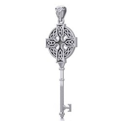 Celtic Cross Spiritual Enchantment Key Silver Pendant TPD5674 | Pendant | Wiccan Center