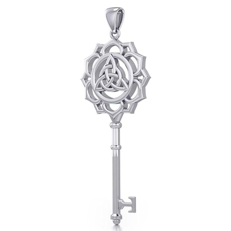 Celtic Triquetra Spiritual Enchantment Key Sterling Silver Pendant TPD5676