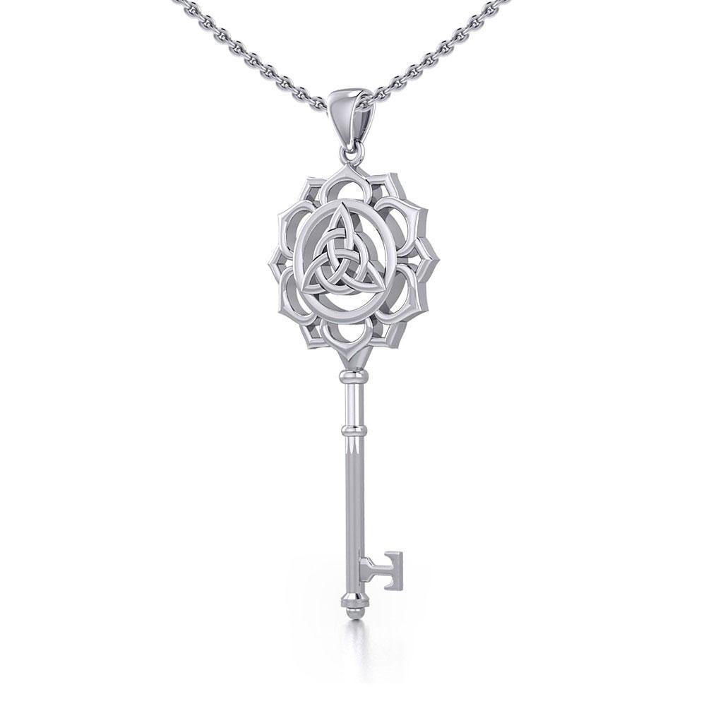 Celtic Triquetra Spiritual Enchantment Key Sterling Silver Pendant TPD5676