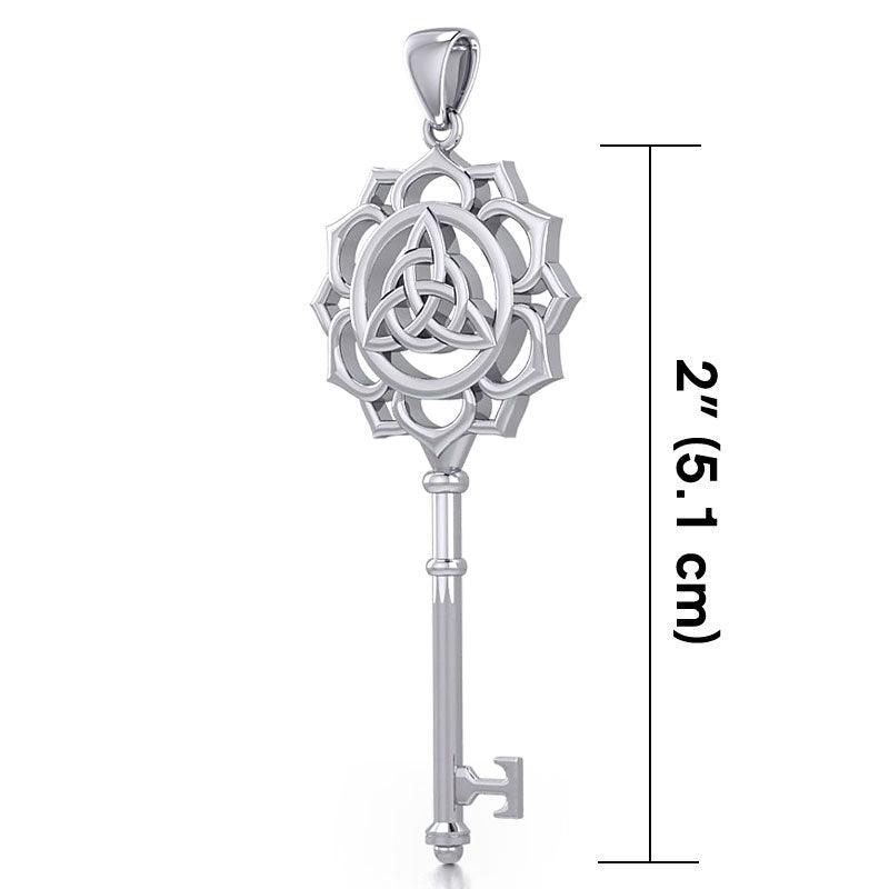 Celtic Triquetra Spiritual Enchantment Key Sterling Silver Pendant TPD5676