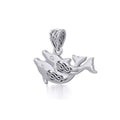 Celtic Joyful Dolphins Silver Pendant TPD5693