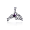 A gift of solitude ~ Sterling Silver Celtic Whale  Pendant with Gem TPD5694