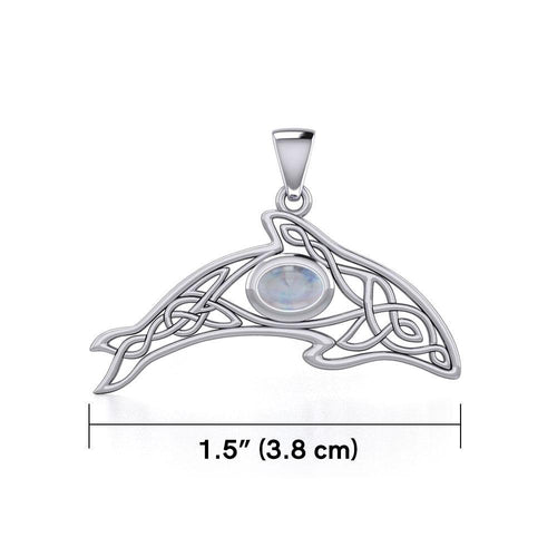 A gift of solitude ~ Sterling Silver Celtic Whale Pendant with Gem TPD5694 | Pendant | Wiccan Center