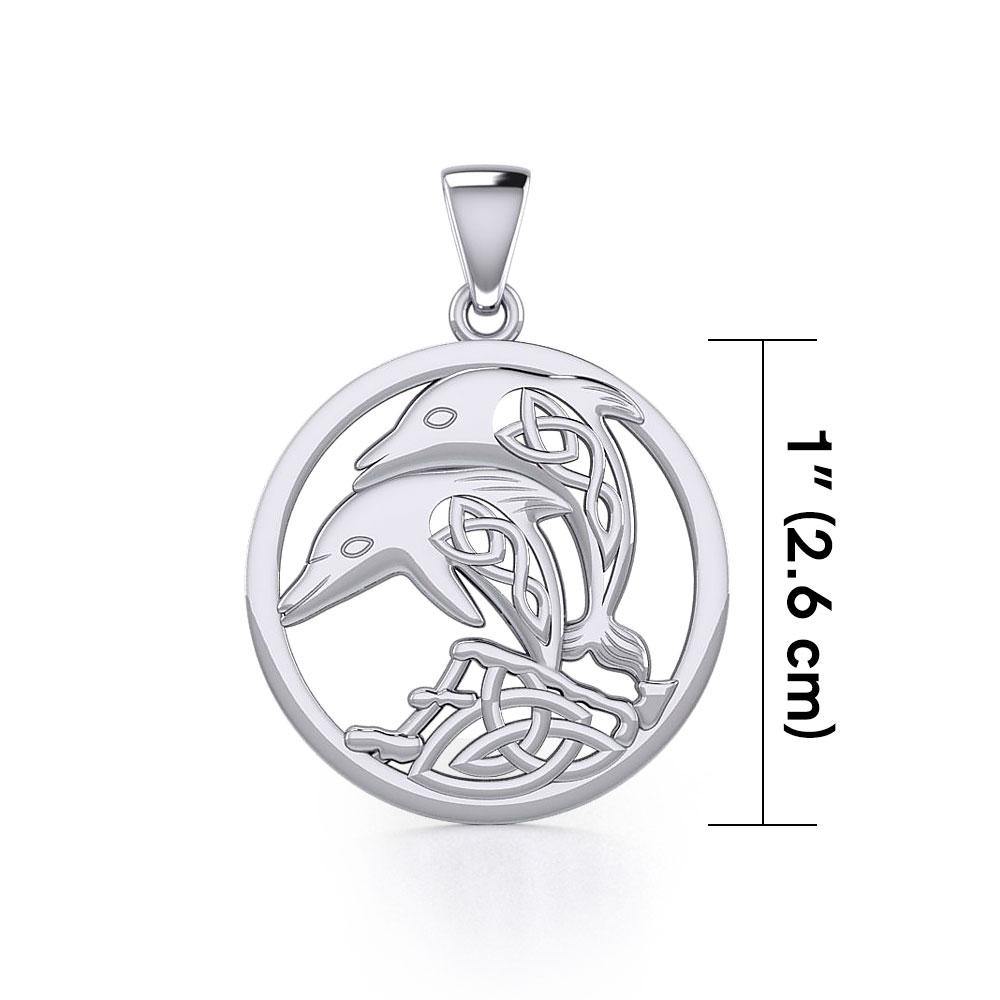 Celtic Jumping Dolphins Silver Pendant TPD5700