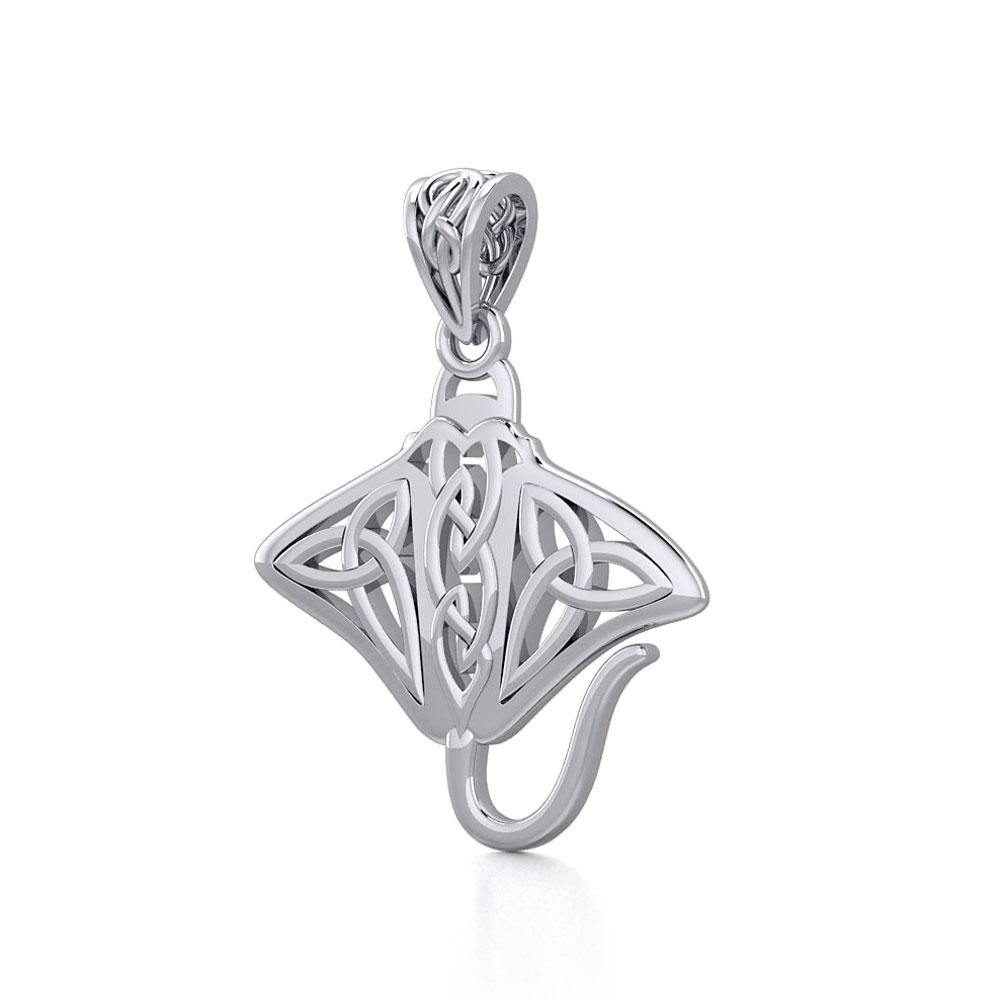 Grant the positive energy Celtic Manta Ray Sterling Silver Pendant TPD5703