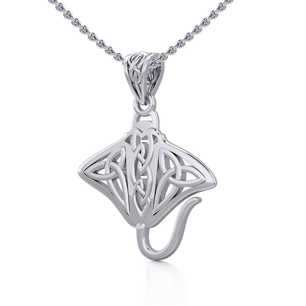 Grant the positive energy Celtic Manta Ray Sterling Silver Pendant TPD5703