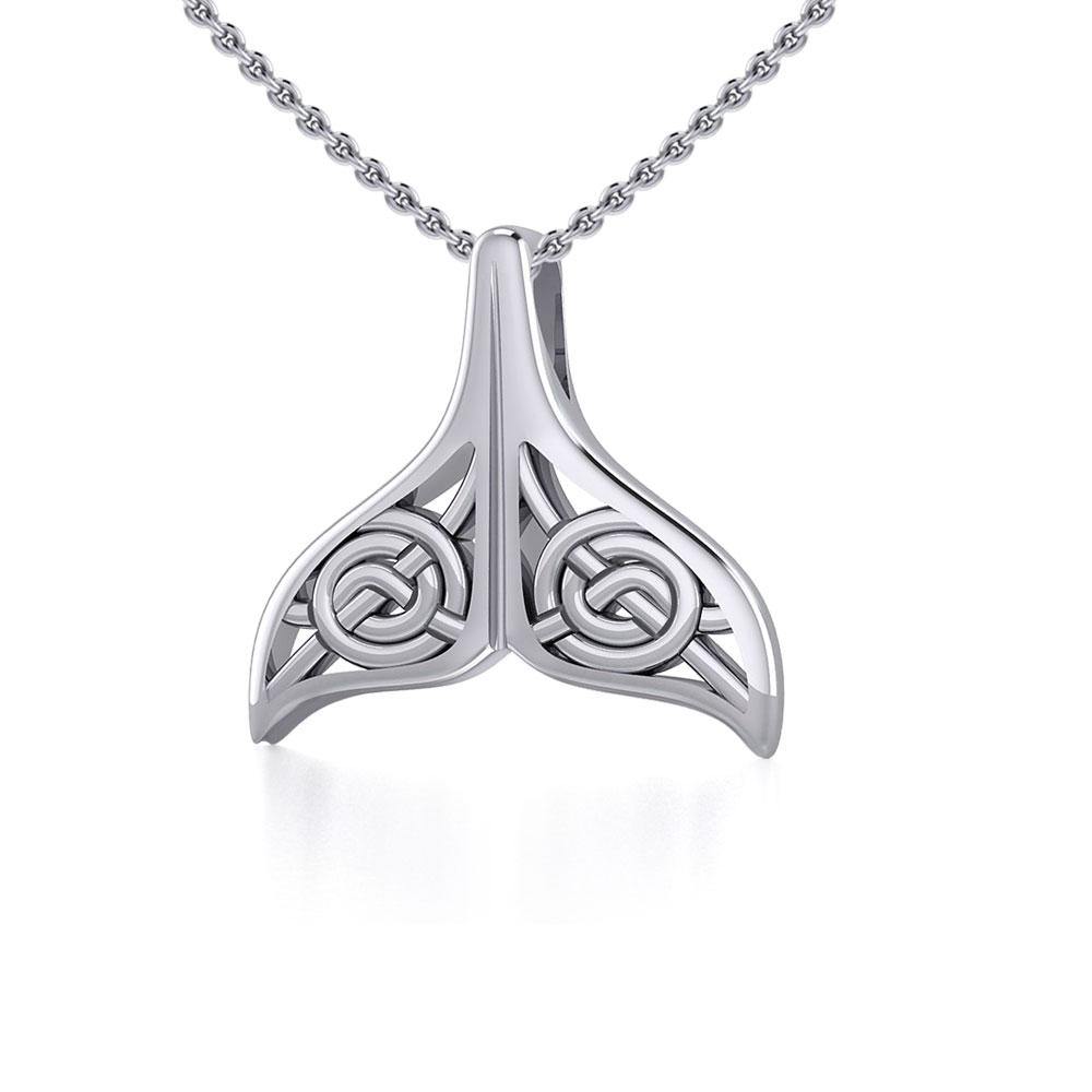 Celtic Spiral Whale Tail Silver Pendant TPD5704