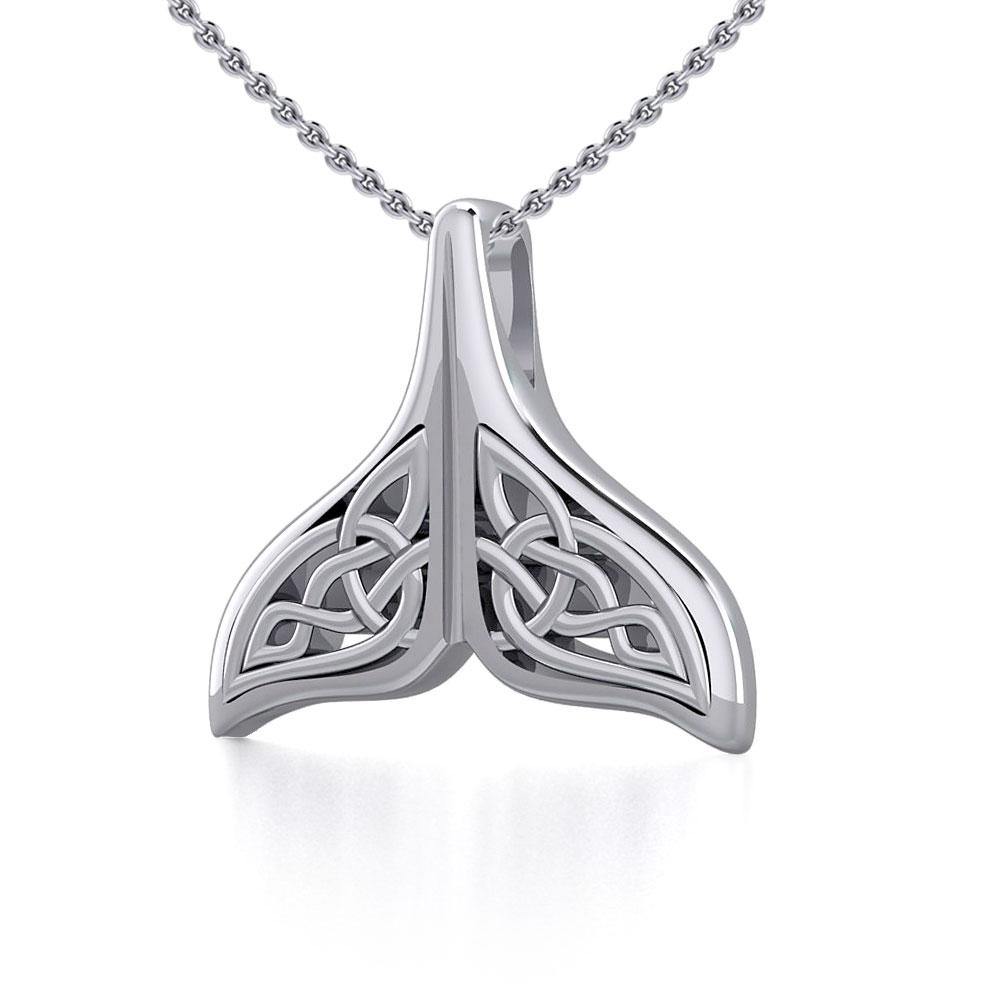 Celtic Knotwork Whale Tail Silver Pendant TPD5705