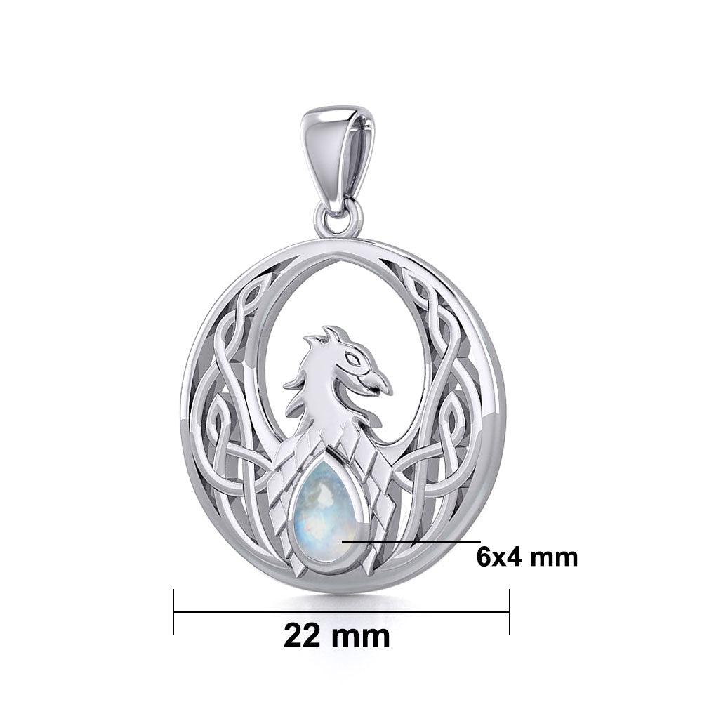 Rise with Resilience: Celtic Phoenix Sterling Silver Pendant with Gemstone TPD5719 | Embrace the Rebirth of Your Spirit