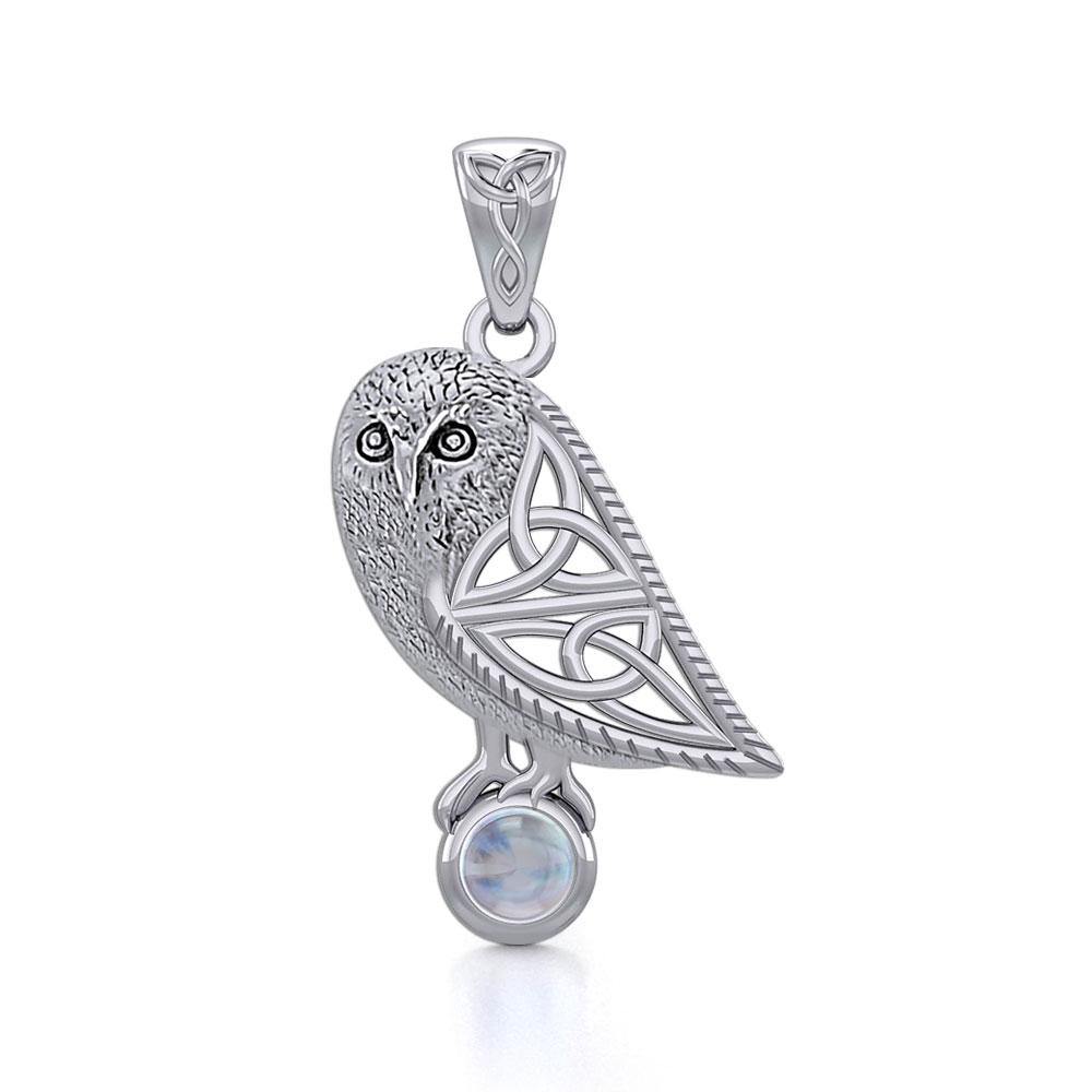 Celtic Owl Silver Pendant with Gemstone TPD5720