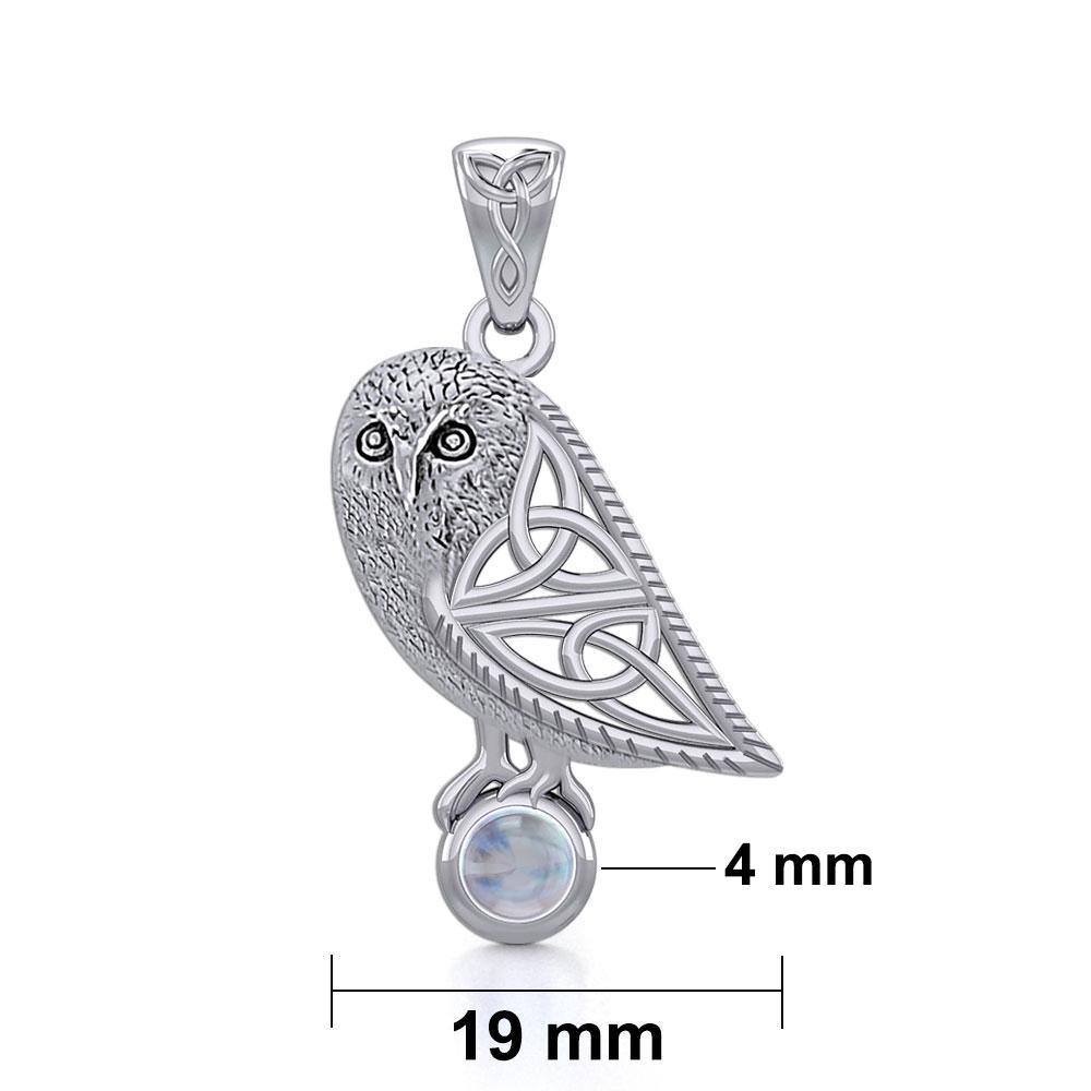 Celtic Owl Silver Pendant with Gemstone TPD5720