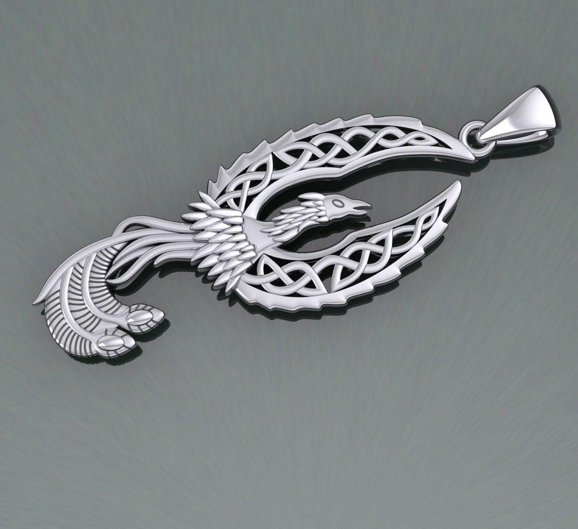Mythical Celtic Phoenix Sterking Silver Pendant TPD5724
