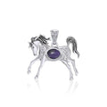 Celtic Running Horse Silver Pendant with Gem TPD5730