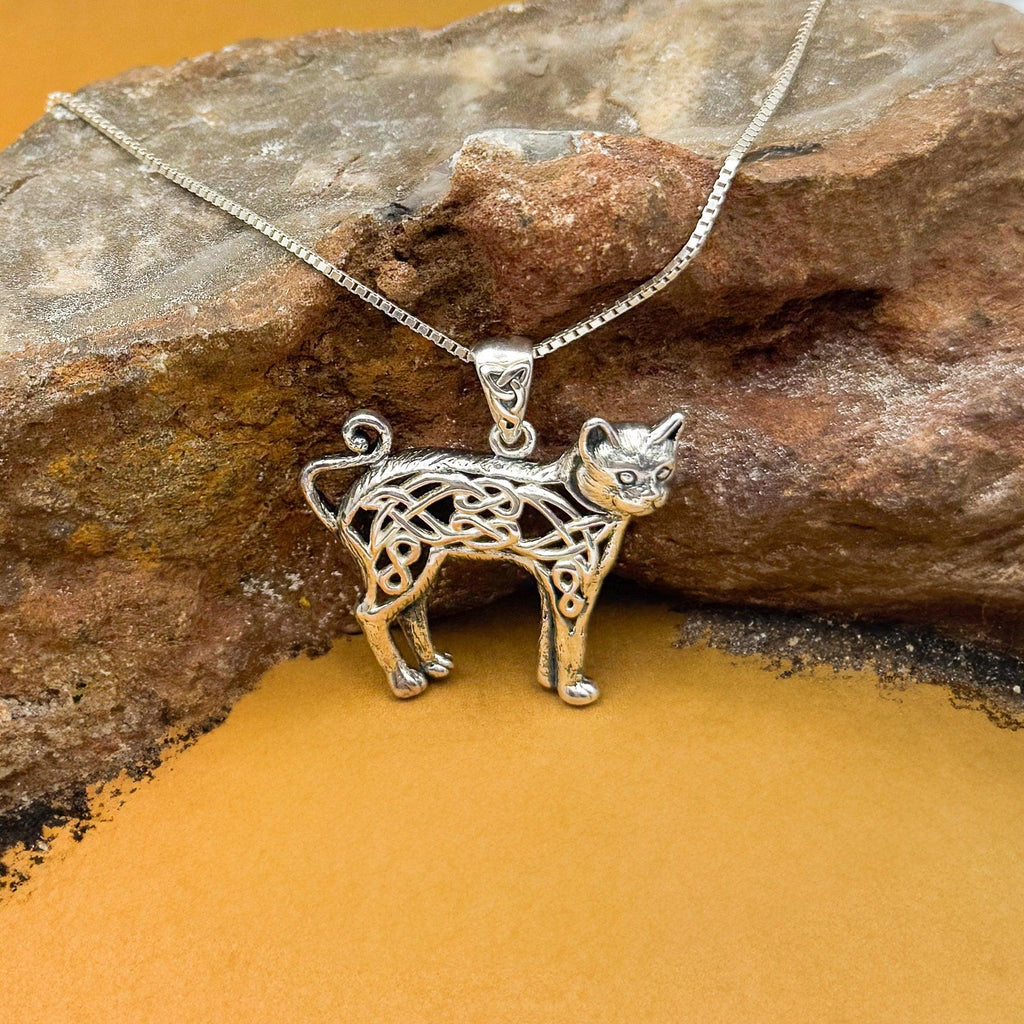 Celtic Cat Sterling Silver Pendant TPD5737