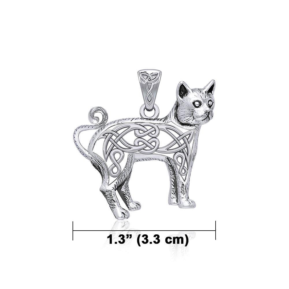 Celtic Cat Sterling Silver Pendant TPD5737