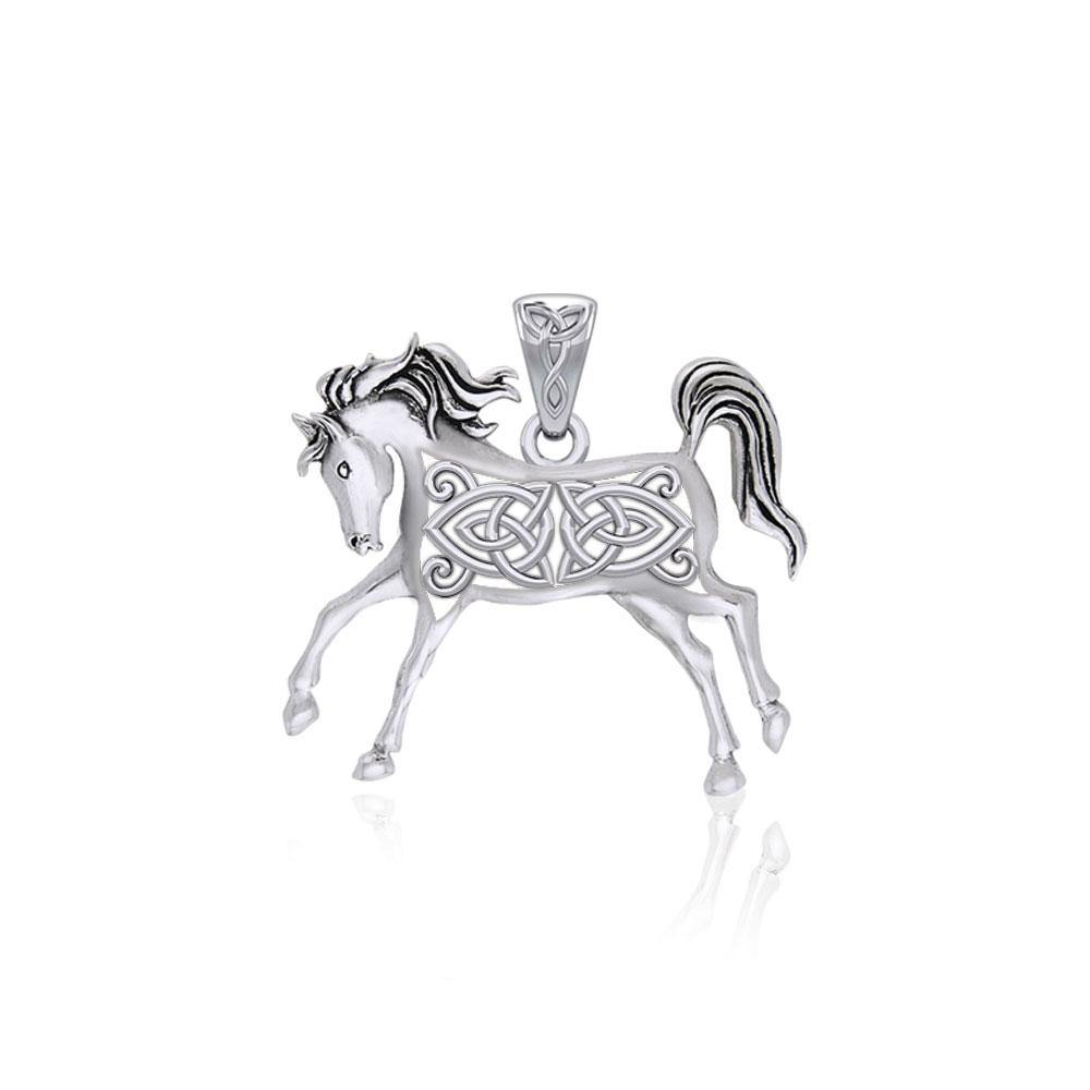 Celtic Running Horse Sterling Silver Pendant TPD5738