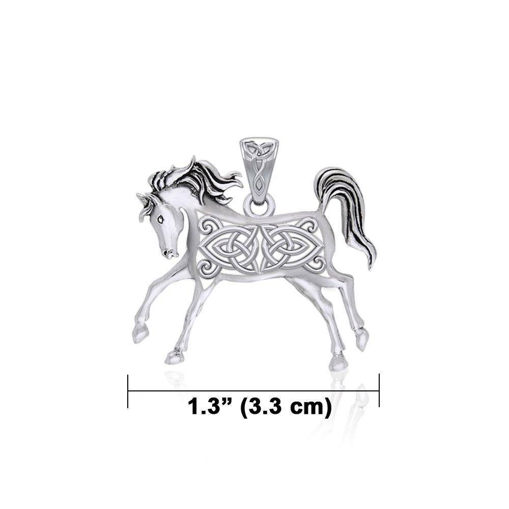 Celtic Running Horse Sterling Silver Pendant TPD5738