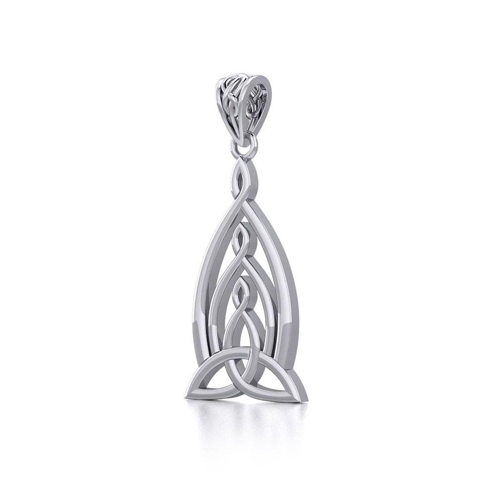 Celtic Father-Mother-Child "Family A Born For Eternity "Triquetra or Trinity Knot Sterling Silver Pendant TPD5781