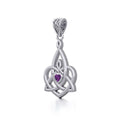 Celtic Motherhood Triquetra or Trinity Heart Silver Pendant With Gem TPD5784