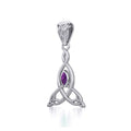 Celtic Motherhood Triquetra or Trinity Knot Silver Pendant With Gem TPD5785