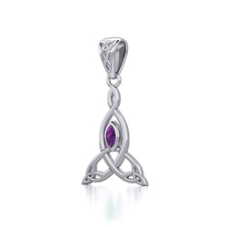 Celtic Motherhood Triquetra or Trinity Knot Silver Pendant With Gem TPD5785 | | Wiccan Center