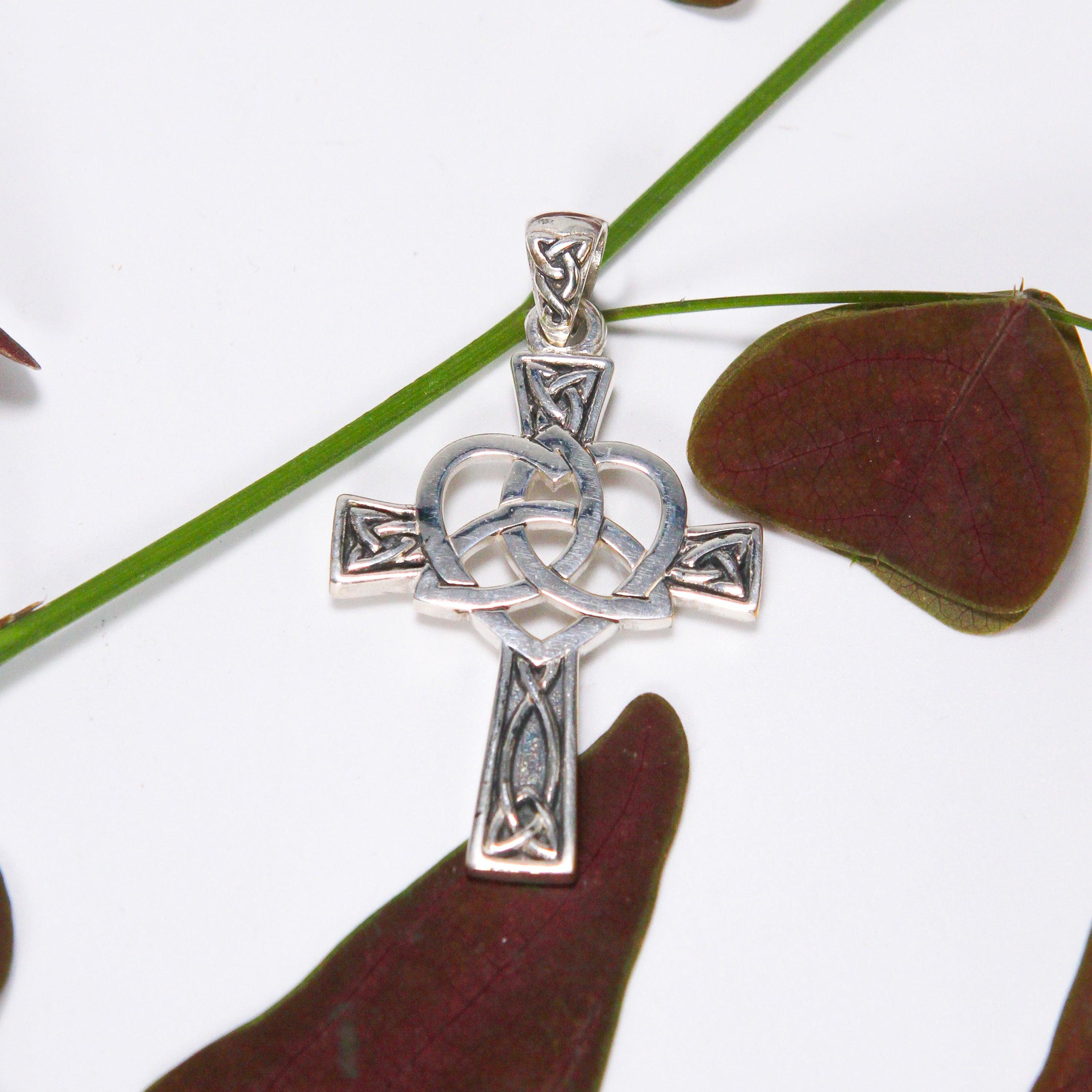Celtic Cross with Trinity Heart Silver Pendant TPD5810