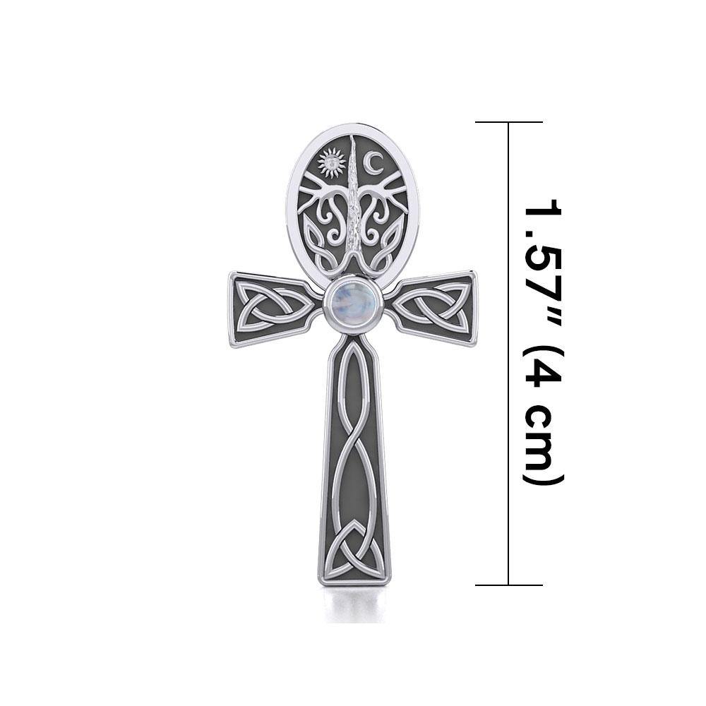 Celtic Ankh Tree of Life Sterling Silver Pendant with Gem TPD5813