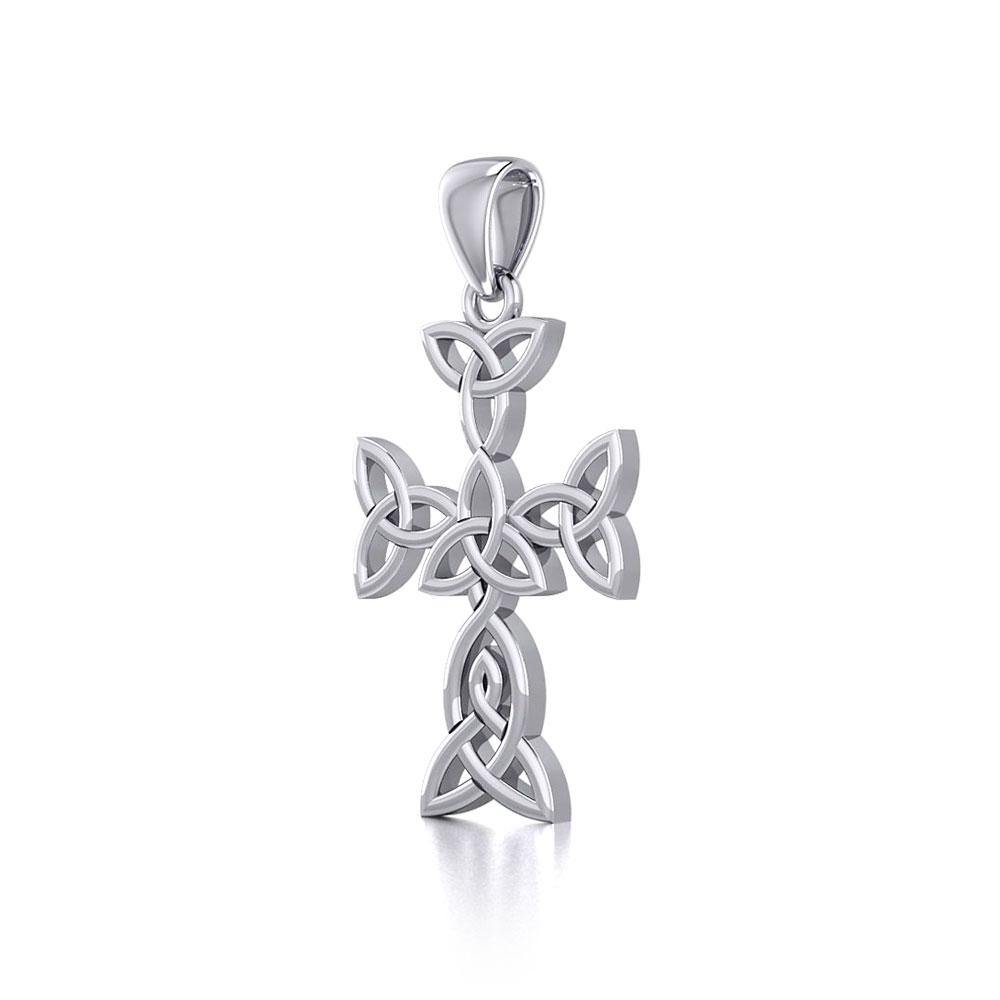 Celtic Triquetra or Trinity Knot Cross Silver Pendant TPD5815