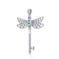 Chakra Dragonfly Spiritual Enchantment Key Silver Pendant TPD5816